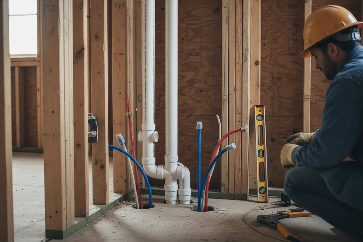 Drain and supply rough-in during Garbage Disposal Repair in Cave Spring